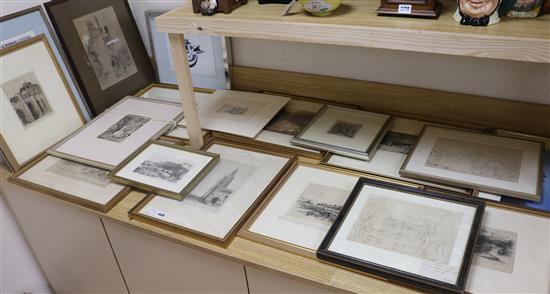 A group of assorted drawings and prints, mostly 19th century
